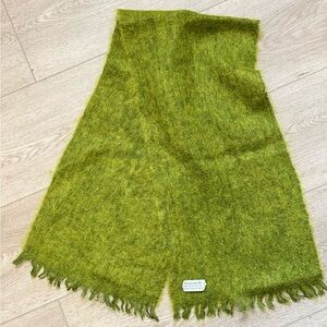 Vintage “Shaggy" Mohair Muffler Scarf in Matcha Green